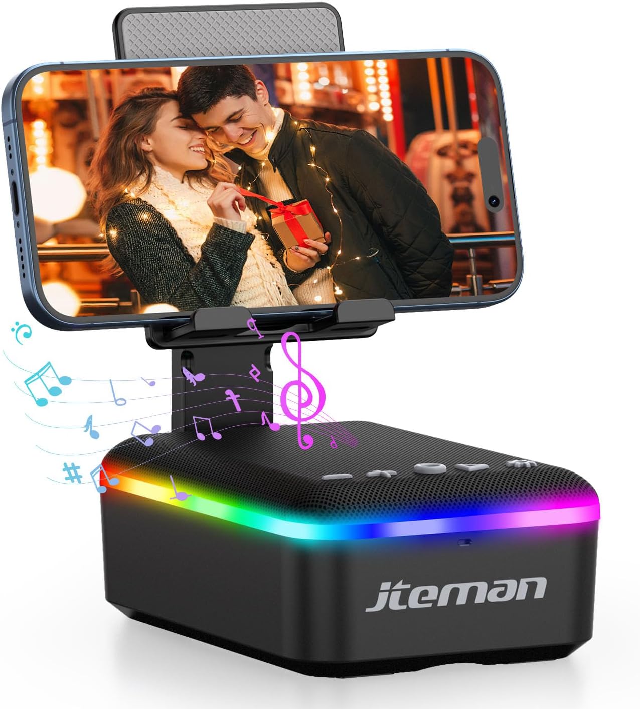 Elevate Your Gifting Game: The JTEMAN Multi-Function Cell Phone Stand with Bluetooth Speaker & LED Light
